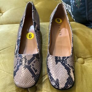 Lauren Ralph Lauren Womens Python Classic Block Heel Pumps 9AA WG1186 Shoes